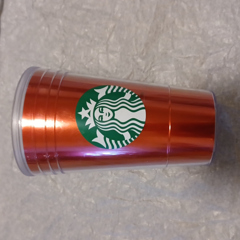 Starbucks 2012 red foil holiday 16oz tumbler christmas red and green